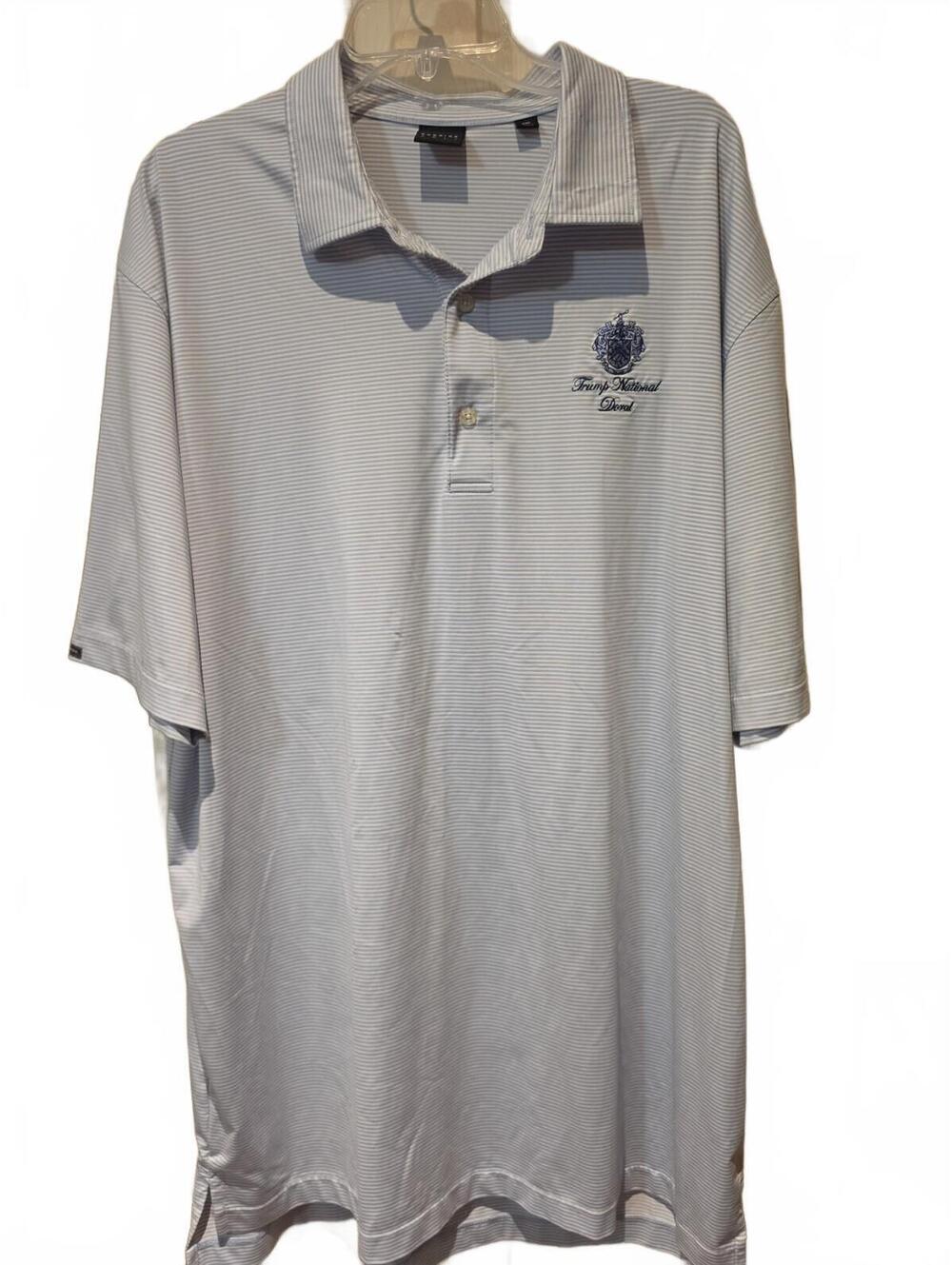 Dunning Golf Men’s XXL Trump National Doral Ss Light Blue/white Striped Polo
